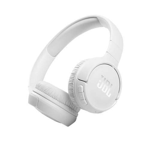 JBL Tune 510BT - Bluetooth headphones with up to 40 hours battery, microphone for call, foldable and comfortable, Android and iOS compatible (White)