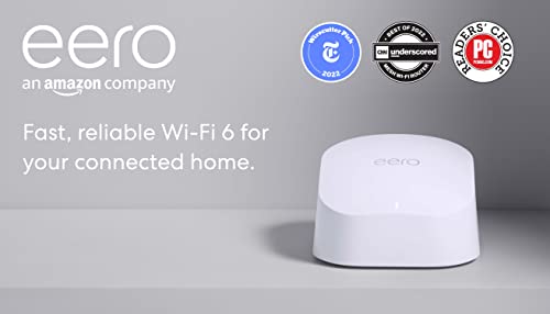 Amazon eero 6 mesh wifi router - Supports internet plans up to 900 Mbps, Coverage up to 1,500 sq. ft., Connect 75+ devices, 1-pack