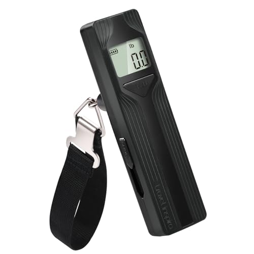 travel inspira Luggage Scale Battery-Free, Travel Essentials, Portable Handheld Digital Suitcase Weight Scale for Travel Accessories, 110lbs/50kg (Black)