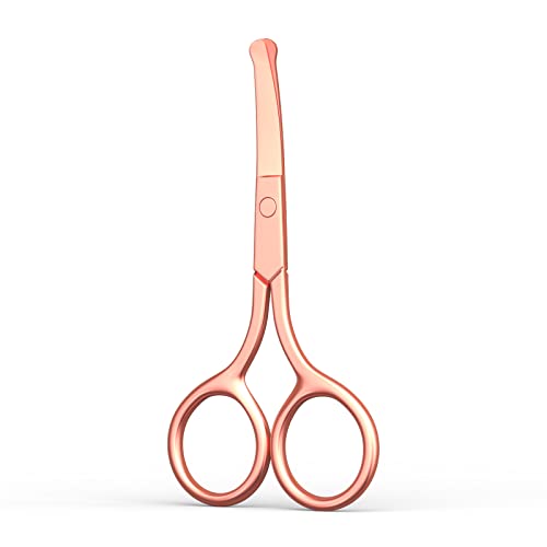 Nose Hair Scissors, Small Round Tip Safety Eyebrow Scissors, Gold -AsonTao