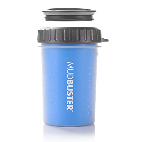 Dexas Lidded MudBuster Medium Dog Paw Cleaner, Pro Blue, Fits 1.5"-2.5" Wide Paws, Gentle Silicone Bristles for Quick, Easy Cleaning