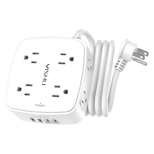 YISHU 6Ft Surge Protector Power Strip with 8 Widely Outlets & 4 USB Ports