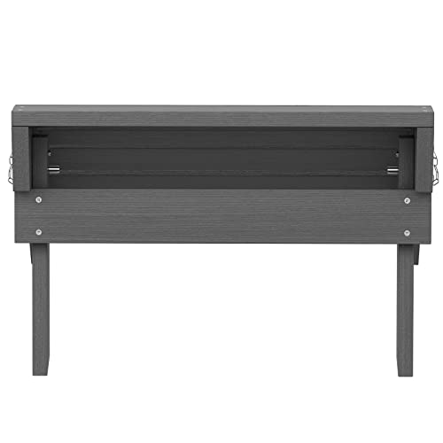 SERWALL Folding Adirondack Ottoman for Adirondack Chair, No-Assembly Weather Resistance Outdoor Footstool, High Impact Polystyrene Folding Adirondack Footrest, Gray