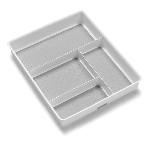 madesmart Classic 4 Compartment Drawer Organizer, White
