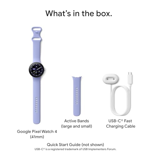 Google Pixel Watch 4 (41mm) - Android Smartwatch with Heart Rate and Sleep Tracking - 30-Hour Battery - Fitness Tracking - Google AI - Polished Silver Aluminum Case - Porcelain Active Band - Wi-Fi