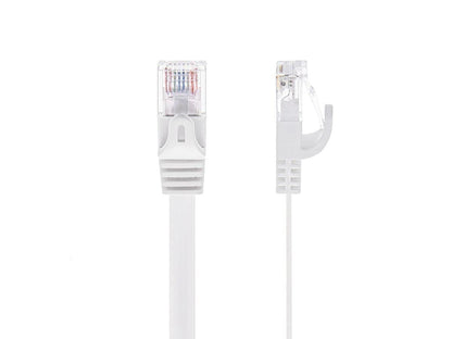 Monoprice Cat6 14ft White Flat Patch Cable UTP 30AWG 550MHz Pure Bare Copper Snagless RJ45 Flexboot Series Ethernet Cable