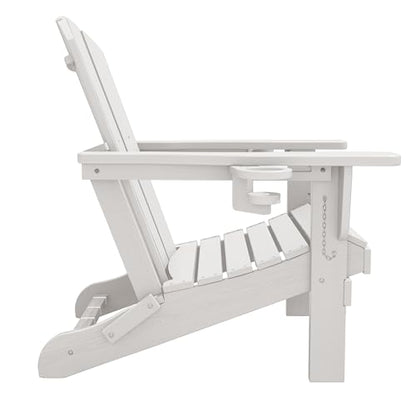 SERWALL Adirondack Chair with Cup Holders - Composite Adirondack Chairs HDPE Outdoor Chairs All Weather Use- White
