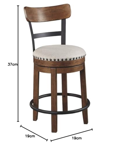 Signature Design by Ashley Valebeck Rustic Farmhouse 24.5” Counter Height Swivel Bar Stool, Brown