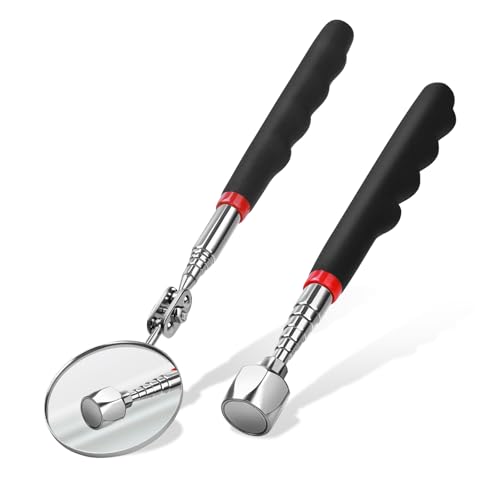 Telescoping Magnetic Pickup Tool Set 22 lb Pull Force, Extendable Magnet Pick-Up Tools with 360 Swivel Inspection Mirror, Birthday Gifts for Men, Dad, 2 Pack
