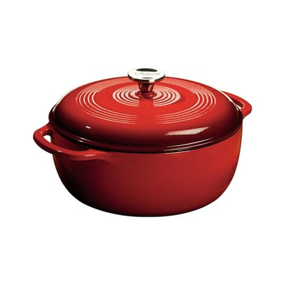 Lodge Essential Enamel Cast Iron Dutch Oven, 6 Quart, Island Spice Red