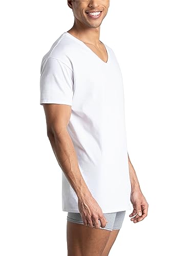 Fruit of the Loom mens Eversoft Cotton Stay Tucked V-neck T-shirt, Regular - White 6 Pack, X-Large US