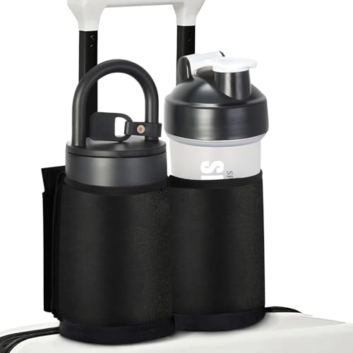 Luggage Travel Cup Holder for Suitcases Free Hands, Travel Accessories, Carry on Beverage Cup Holder Attachment, Luggage Cup Caddy Gifts for Flight Attendants, Business, Travelers, Black