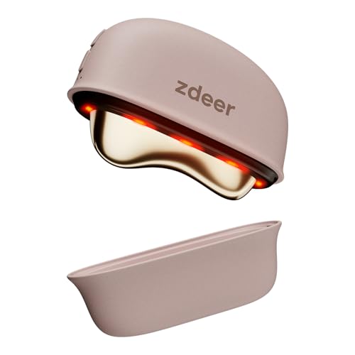 ZDEER GS5 Electric Heated Gua Sha Tool, Red Light Face Massager, Pink | Brass Facial Massager with Vibration, Beauty Device for Face & Neck, Skin Firming Device for Facial Sculpting, Gift for Women