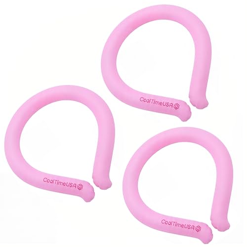 CoolTimeUSA Neck Cooling Tube | Wearable Cooling Wrap for Summer Heat | Hands Free Cold Pack - (Pink) (Set of 3)
