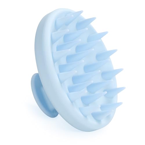 Meartchy Silicone Scalp Massager, Scalp Scrubber for Hair Growth with Soft Bristles, Scalp Exfoliator Brush Dandruff Removal Shampoo Brush for Wet Dry Scalp Care (Light Blue)