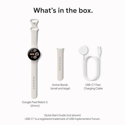 Google Pixel Watch 3 (41mm) Latest Model - Android Smartwatch, Heart Rate Tracking, Fitbit Advanced Running, Fitness Insights, 24-Hour Battery - Matte Black Aluminum Case - Obsidian Band - Wi-Fi