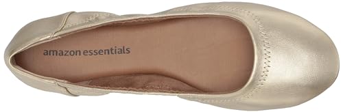 Amazon Essentials Women's Belice Comfortable Slip-On Ballet Flats Shoes, Gold, 6.5 Wide
