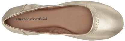 Amazon Essentials Women's Belice Comfortable Slip-On Ballet Flats Shoes, Gold, 6.5 Wide