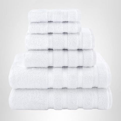 American Soft Linen Luxury 6 Piece Towel Set, 2 Bath Towels 2 Hand Towel 2 Washcloths, 600 GSM 100% Cotton Turkish Towels for Bathroom, White Towel Sets