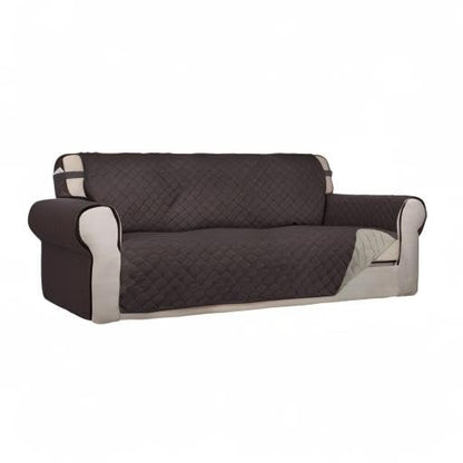 PureFit Reversible Quilted Sofa Cover, Water Resistant Slipcover Furniture Protector, Washable Couch Cover with Non Slip and Elastic Straps for Kids, Dogs, Pets (Sofa, Chocolate/Beige)
