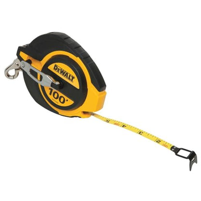 DEWALT Tape Measure, 100-Foot, Self-Lock, Solid Chrome Finish, Rubber Grip (DWHT34036L)