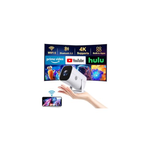 YGSKK Mini Projector with Wifi and Bluetooth, Built-in Apps,Movie Projector | Electric Focus Portable Projector, 1080P Video Projector for Bedroom, Supports Smartphone/TV Stick/iPad/PS5/Laptop/HDMI/USB