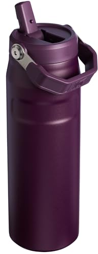 Stanley IceFlow Flip Straw 2.0 Water Bottle 24 OZ | Built-In Straw with Larger Opening | Lightweight & Leak-Resistant | Insulated Stainless Steel | BPA-Free | Plum