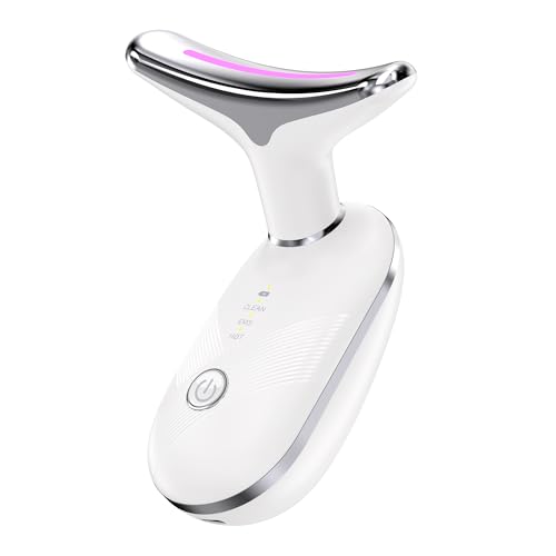 MISWOWO Red Light Facial & Neck Massager - 3-in-1 At-Home Skin Care Tool, Face Massager, Beauty Device with LED & Vibration for Glowing Skin and Neck Contouring