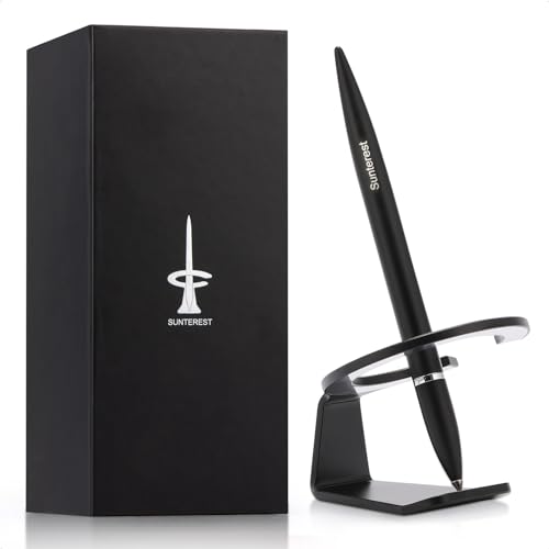 SUNTEREST Magnetic Levitation Gel Ink Pen, Metal Luxury Gifts for Men & Women, Futuristic Floating Fidget Pen, Cool Tech Gadgets, Unique Office Desk Accessories for Him Dad Boss Teacher (Black)