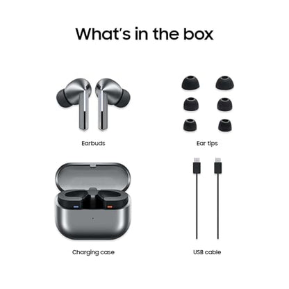 SAMSUNG Galaxy Buds 3 Pro AI True Wireless Bluetooth Earbuds, Noise Cancelling, Sound Optimization, Redesigned Comfort Fit, Silver [US Version, Amazon Exclusive, 2Yr Warranty]