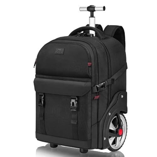 MATEIN Rolling Backpack for Men, Large Travel Backpack with Wheels, Black