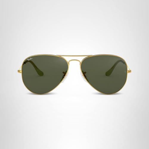 Ray-Ban Unisex RB3025 Classic Aviator Sunglasses, Shiny Gold/G-15 Green, 58 mm