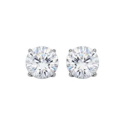 Amazon Essentials Platinum Plated Sterling Silver Round Cut Cubic Zirconia Stud Earrings (6.5mm)