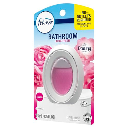 Febreze Bathroom Air Freshener, Odor-Fighting, Plug In Alternative, Air Fresheners for Home and Bathroom and Kitchen, Closet Air Fresheners, Downy April Fresh Scent, 6 Count