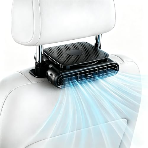 ElfTrip Car Seat Fan with Dual Air Outlets, Corded USB Car Fans for Kids for Driver Passenger, Stronger 3 Speeds, Forward or Backward Airflow, Fits in Most Car SUV (1 Pack No Recharge Plug-in to Work)