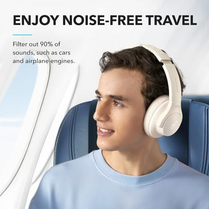 Soundcore by Anker Q20i Hybrid Active Noise Cancelling Headphones, White | Over-Ear, Bluetooth, 40H ANC Playtime, Hi-Res Audio, Big Bass, Transparency Mode, Customize via App, Travel, Home, Office