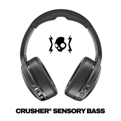 Skullcandy Crusher Evo Wireless Bluetooth Headphones with Multi-Sensory Bass, Noise Isolating Over-Ear Fit, Up to 40 Hours Battery, Microphone for iPhone Android - True Black
