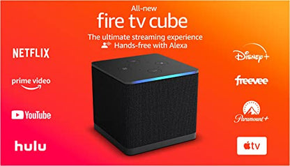 Amazon Fire TV Cube, with AI-powered Fire TV Search, Hands-free streaming device with Alexa, Wi-Fi 6E, 4K Ultra HD