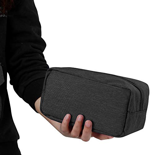E-Tree Makeup Bag,Medium Travel Make up Pouch for Purse,Zipper Cosmetic Brush Skin Care Case for Women Man,Toiletry Bags,Tech Electronic Organizer,Small Canvas Storage for Personal Items,Black