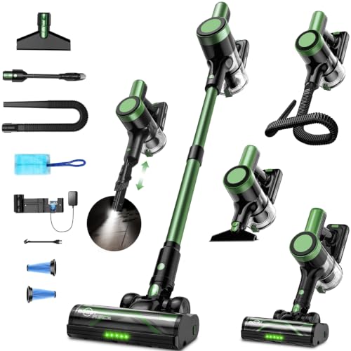 OUYFHK Cordless Vacuum Cleaner, 500W 55KPa 10-in-1 Self-Standing Stick Vacuum with Smart LED Display, Vacuum Cleaners for Home, Pet Hair, Carpet, Hard Floors and Car