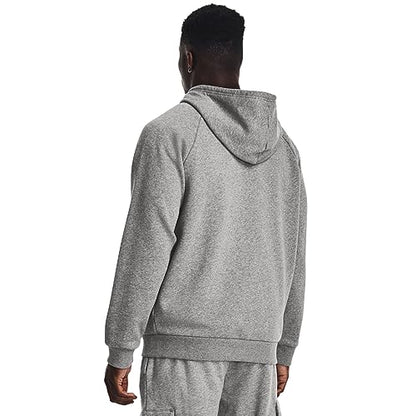 Under Armour Men's Rival Fleece Full Zip Hoodie, (025) Castlerock Light Heather / / White, Medium