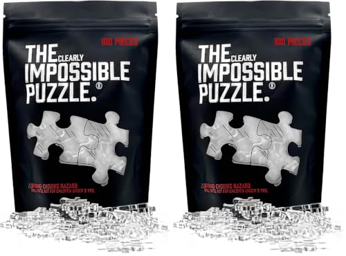 The Clearly Impossible Puzzle 100, 200, 500, 1000 Pieces Hard Puzzle for Adults Cool Difficult Clear Brain Teaser - Difficult Funny for Adults (100 Piece) (Pack of 2)