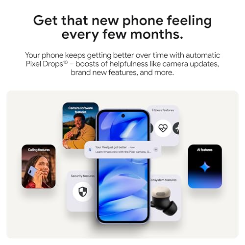 Google Pixel 9a with Gemini - Unlocked Android Smartphone with Incredible Camera and AI Photo Editing, All-Day Battery, and Powerful Security - Obsidian - 128 GB
