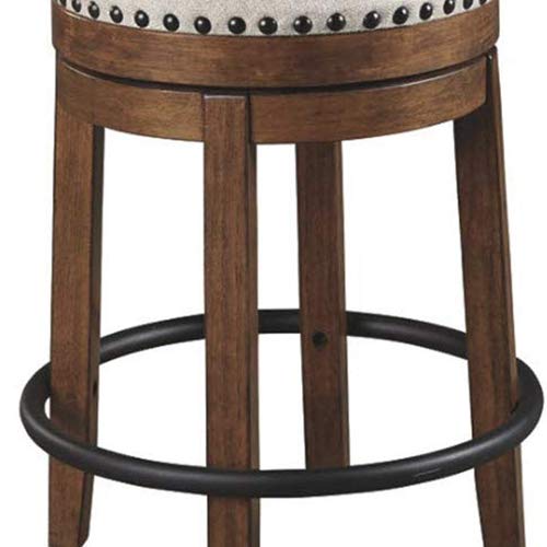 Signature Design by Ashley Valebeck Rustic Farmhouse 24.5” Counter Height Swivel Bar Stool, Brown