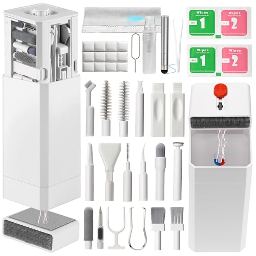 HISSIMO Upgraded 47PCS Phone Cleaning Kit, AirPod & iPhone Cleaner, Electronics Cleaning Tools for Charging Port/USB-C/Speaker, Laptop Cleaner for Keyboard Screen, Tech Gifts for Men, Cool Gadgets