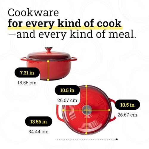 Lodge Essential Enamel Cast Iron Dutch Oven, 6 Quart, Island Spice Red
