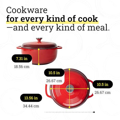 Lodge Essential Enamel Cast Iron Dutch Oven, 6 Quart, Island Spice Red