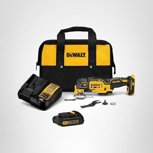 DEWALT 20V MAX XR Oscillating Tool Kit with Blades, 3 Speed Cordless Brushless Multitool, Up to 20,000 OPM, LED Light, Battery and Charger Included (DCS356C1)