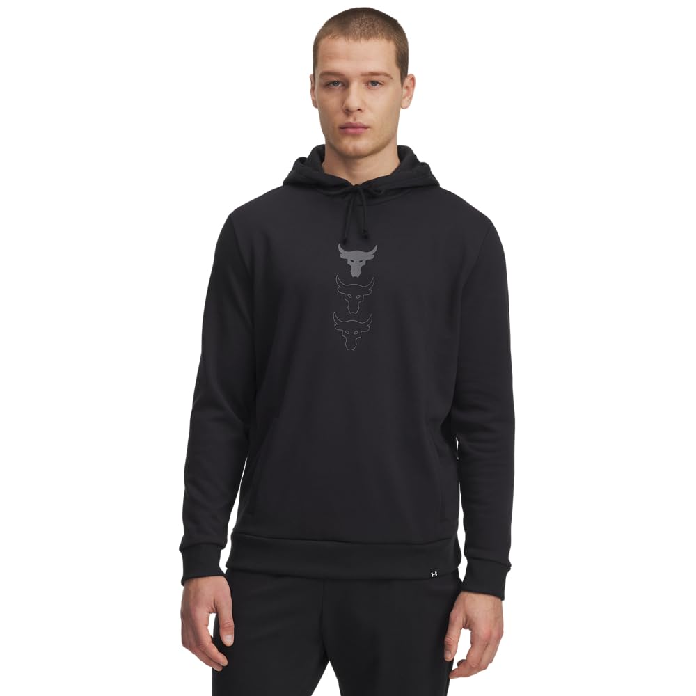 Under Armour Men's Project Rock Rival Fleece Hoodie, (002) Black / / Castlerock, X-Large
