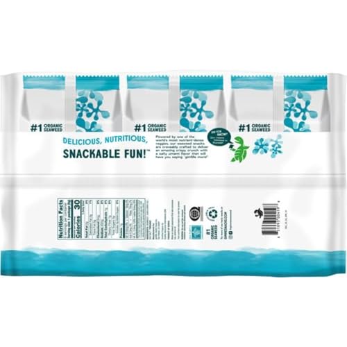 Gimme Seaweed Organic Premium Roasted Seaweed Snacks, Sea Salt, 6 Count, Keto, Vegan, Gluten-Free, Great Source of Omega3s and Iodine, Healthy On-The-Go Snack for Kids and Adults